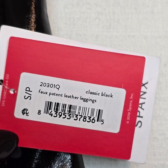 SPANX SP Faux Patent / Faux Leather Shaping Leggings — Classic Black, Size SP - Picture 7 of 14